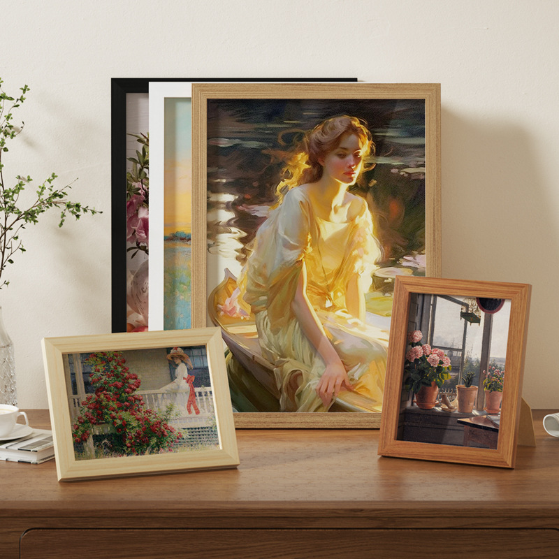 wooden 6-inch photo frame wall-mounted a3a4 paper picture frame 4 open mounting self-mounted large size oil painting frame 12-inch details Picture