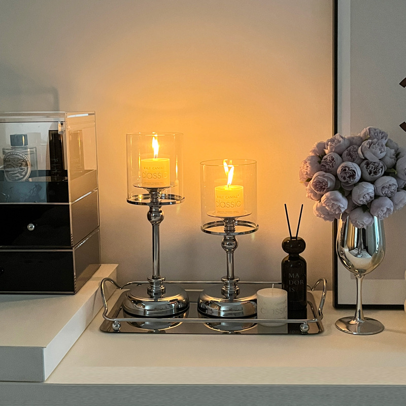 foreign trade nordic light luxury candle holder retro romantic atmosphere dining table candlelight dinner simple modern decorations ornaments Application Scenario