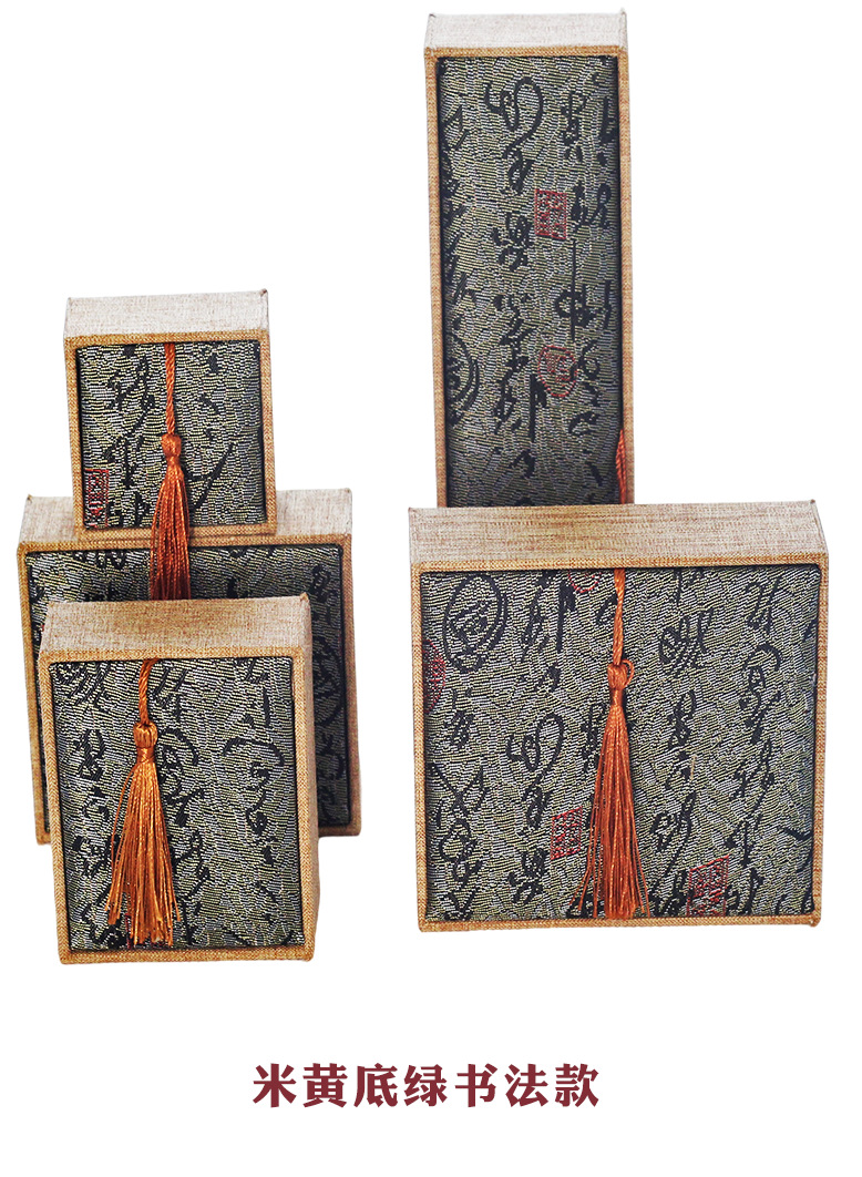packing box national style long chain bracelet box linen tassel jewelry box bracelet rings pendants jewelry box gift box details Picture