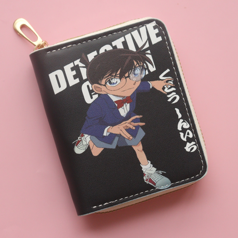 2025 new boys wallet short zipper conan student cartoon mini wallet coin purse card holder details Picture