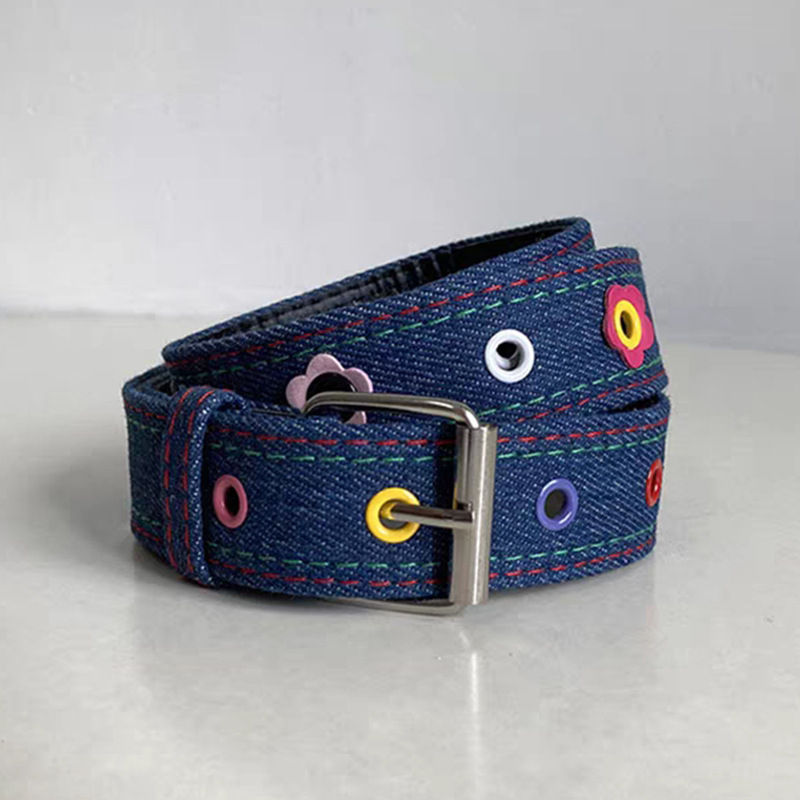 zunhai belt y2g dopamine flower red pattern belt female summer 2025 sweet cool hot girl denim lanchao full figure