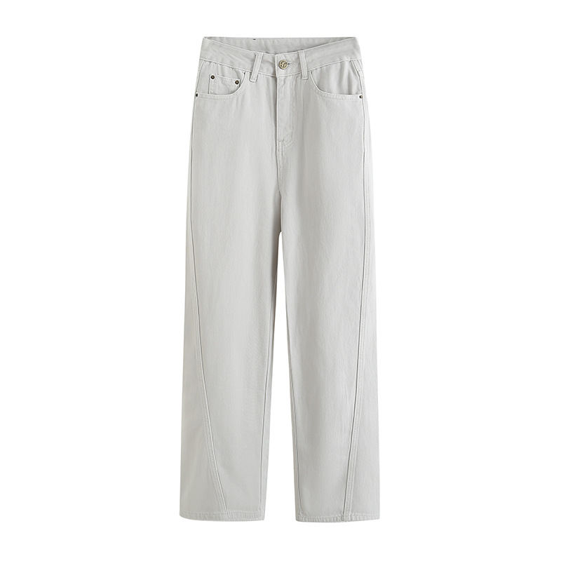 gagd high waist straight white jeans women's three-dimensional cut retro all-matching slim loose soft denim trousers details Picture