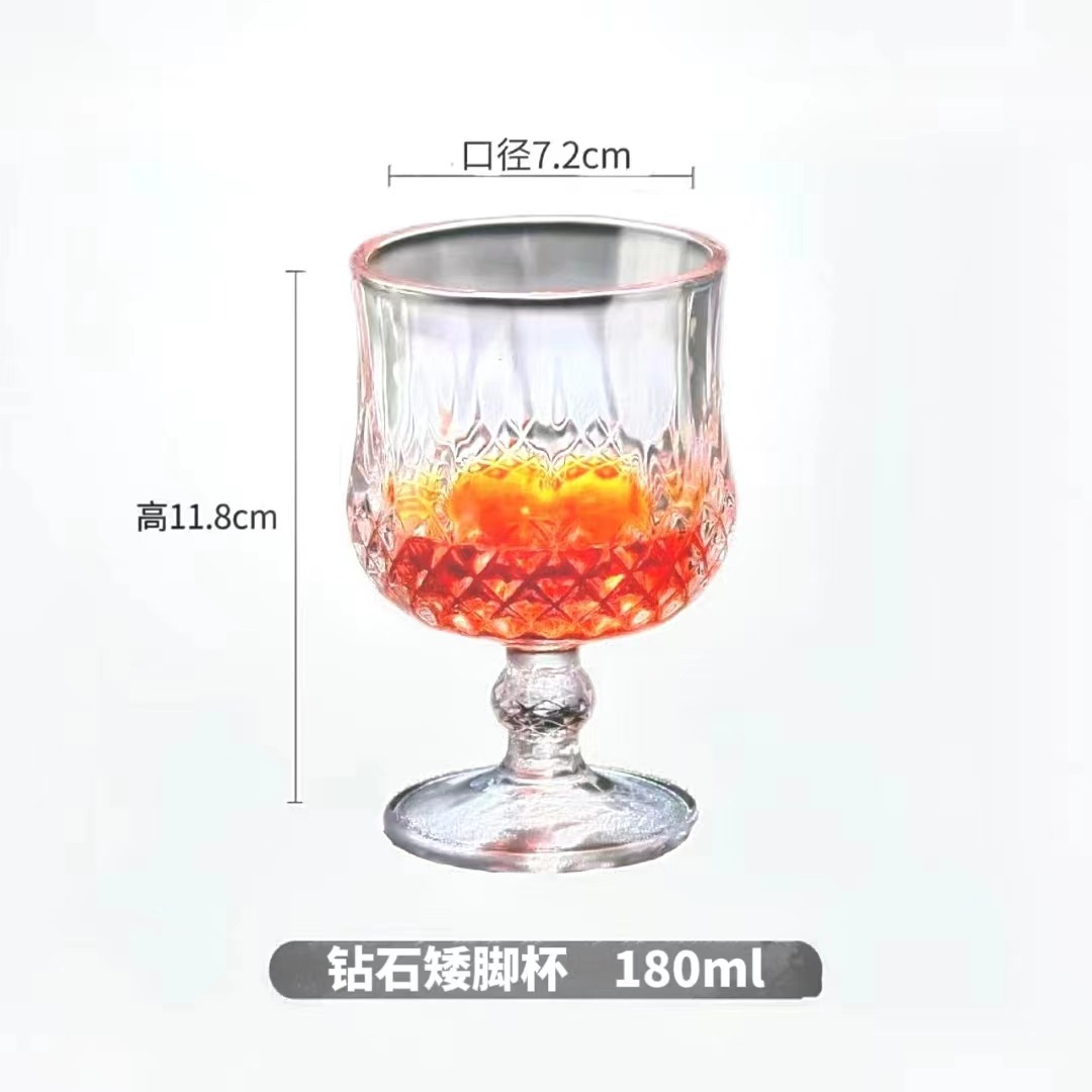 crystal glass diamonds red wine glass vintage embossed dessert wine cocktail glass goblet wine glass wine glass Application Scenario