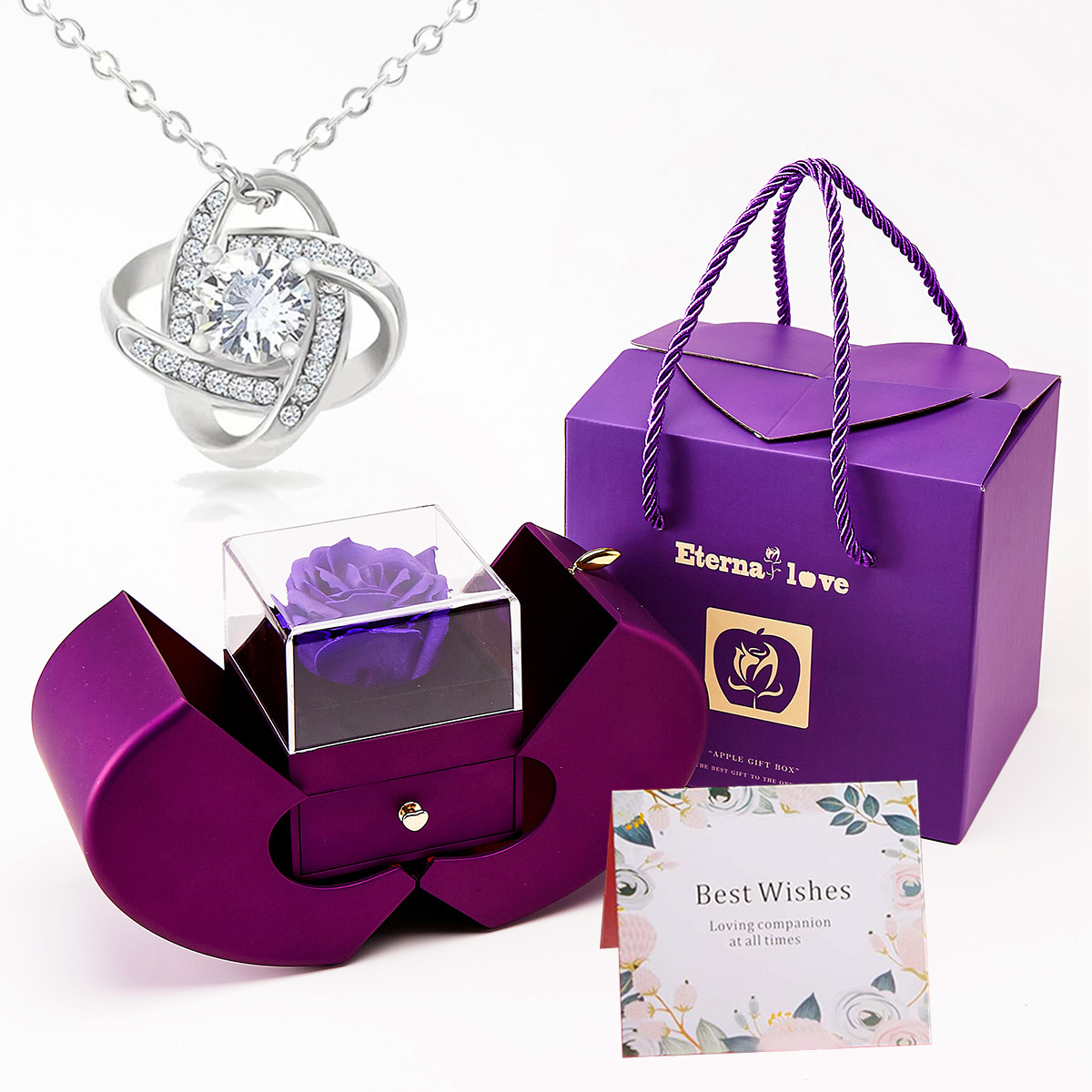 cross-border hot christmas apple jewelry box preserved fresh flower high-end jewelry box amazon jewelry necklace gift box details Picture