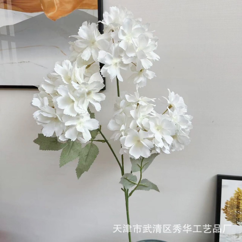 3-head fugui hydrangea artificial flower wedding auditorium ornamental flower wedding home furnishing flower arrangement decoration wedding fake flower hydrangea details Picture