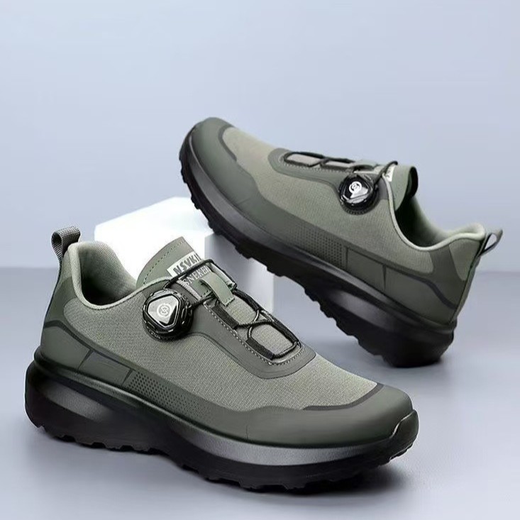foreign trade men's shoes new rotating button men's casual shoes black commuter shoes thick bottom non-slip outdoor sneakers men details Picture