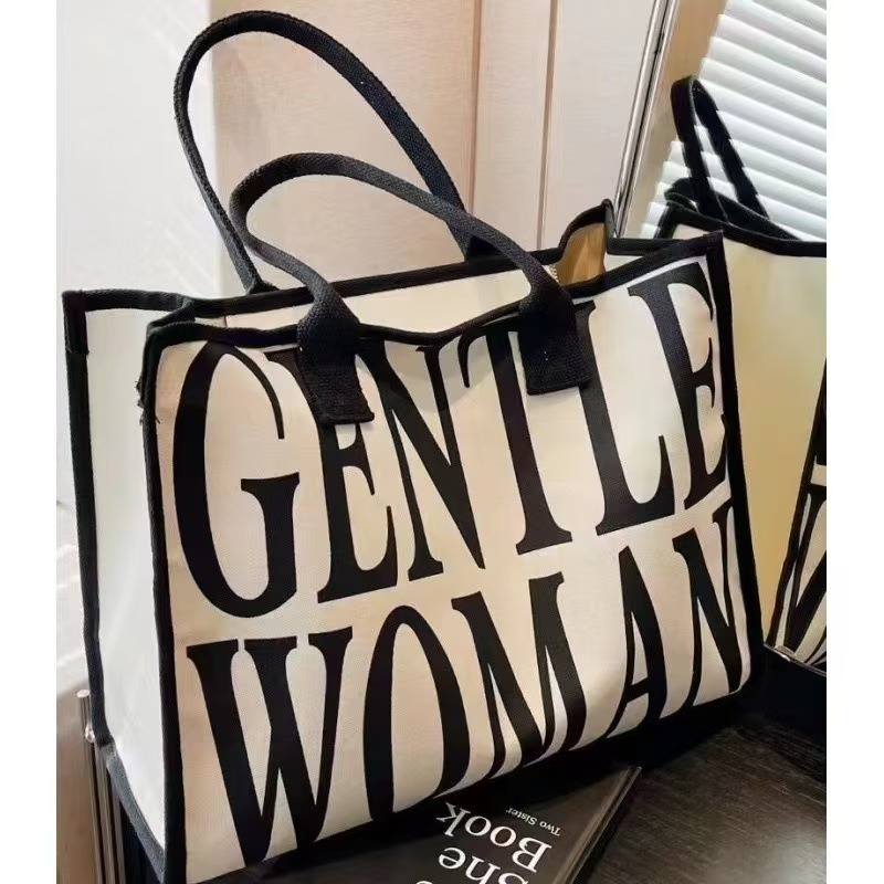 large capacity canvas handbag foreign trade new fashion shoulder bag commuter tote cartoon bag women's shopping bag details Picture