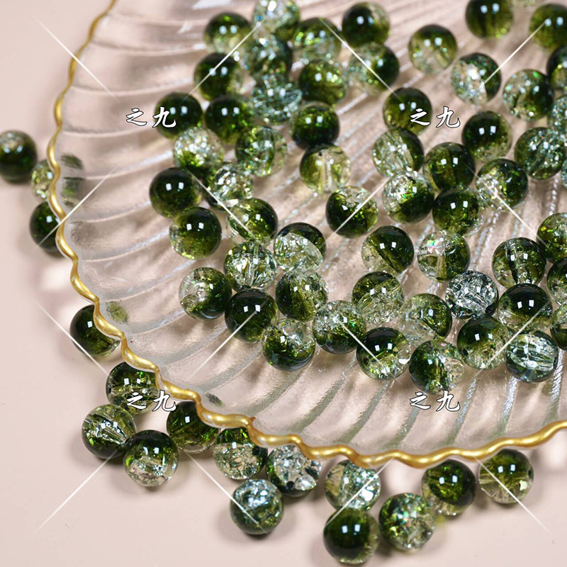 wholesale 10mm ice crack popcorn glass bead transparent glass scattered beads diy handmade bracelet necklace material details Picture