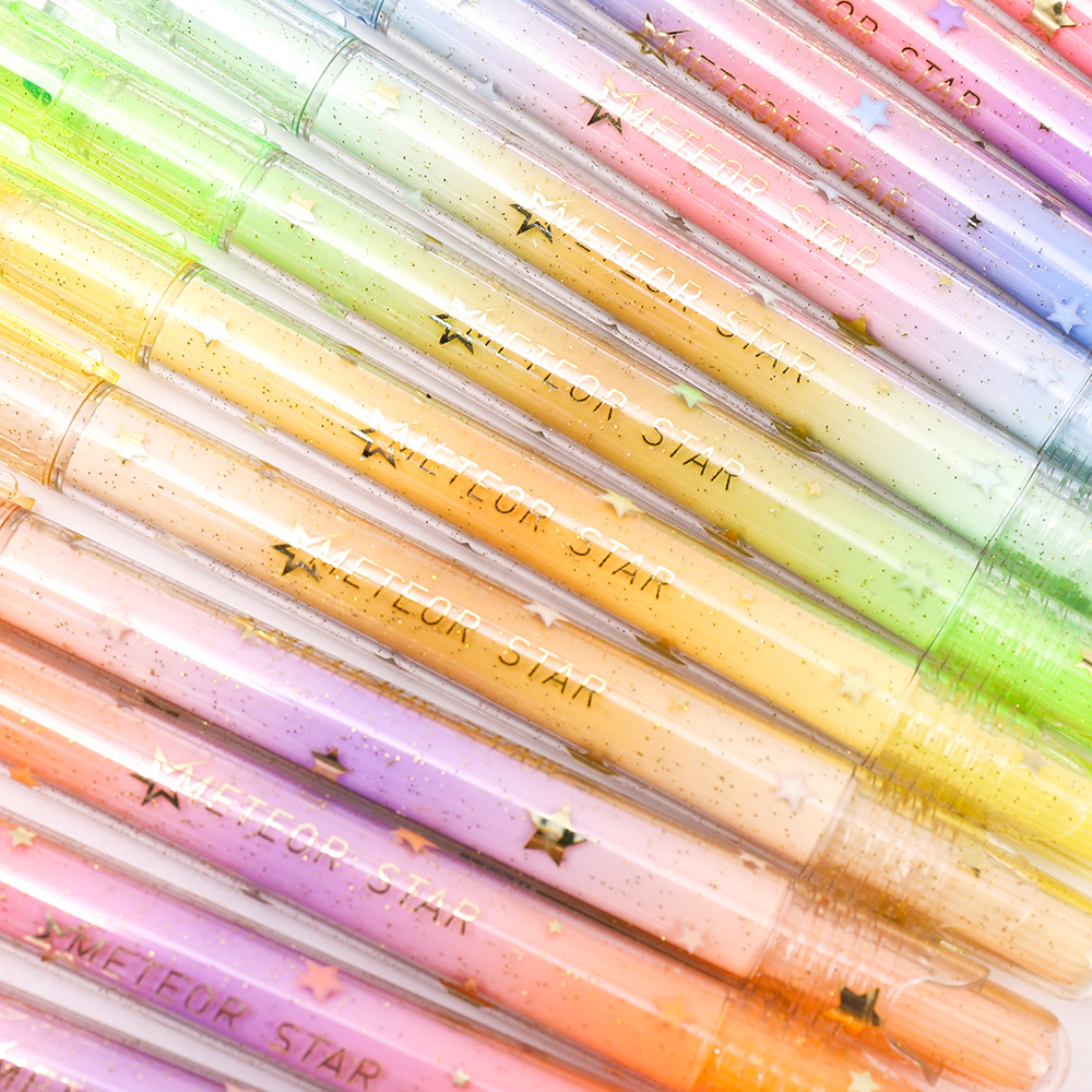 jiwu club stationery 7503 sets of flash fluorescent pen star river marks golden flash key color marker details Picture