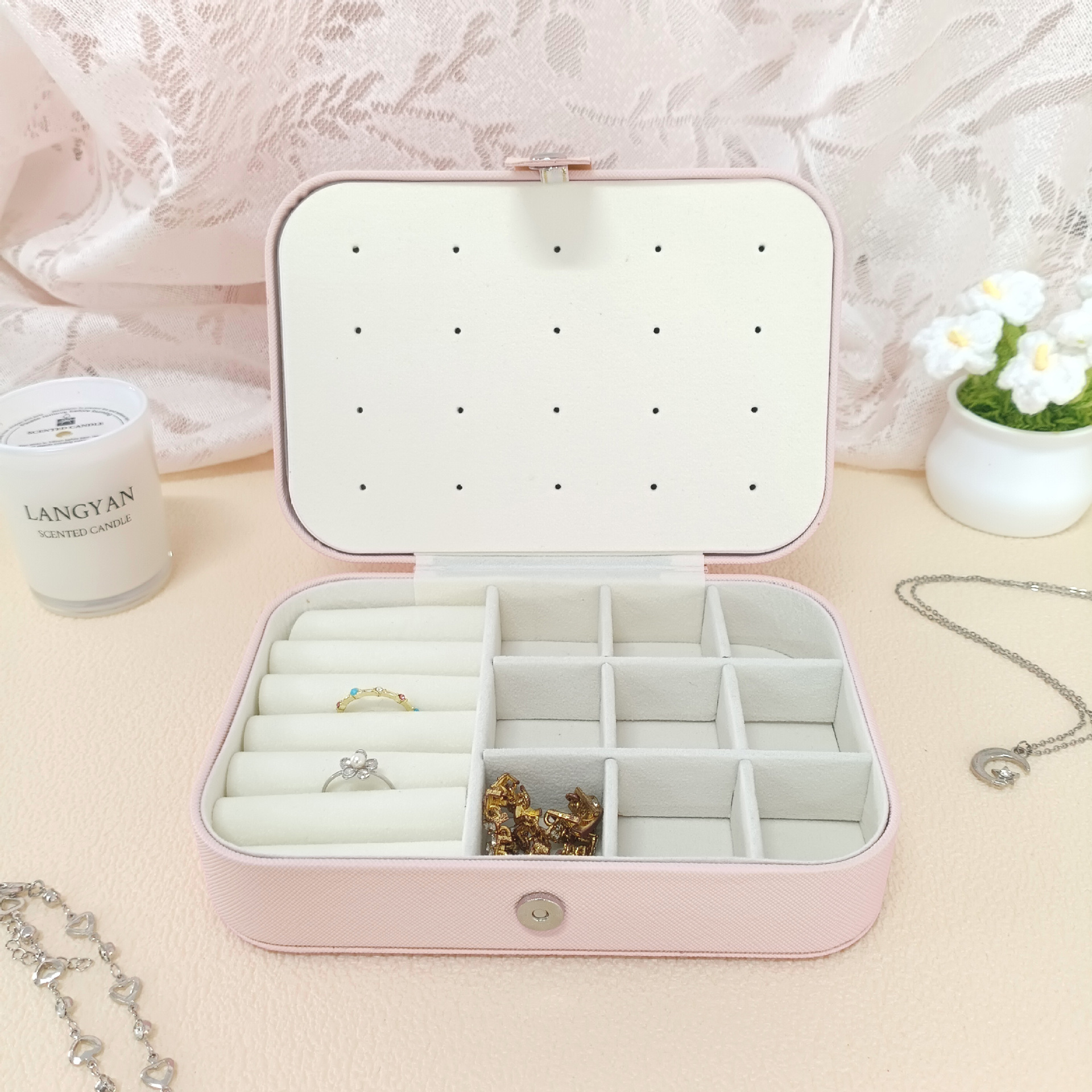 new nordic solid color long jewelry box ear stud and ring pendant ornaments finishing box desktop jewelry storage box Specification drawing