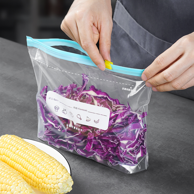 sealed fresh bag food grade zipper slide lock widened design thickened refrigerator frozen cereals buggy bag details Picture