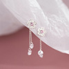 pink zirconium cherry blossom women 2025 new hot-sale earrings earrings tassel earrings summer niche all-matching elegant fashion sweet full figure
