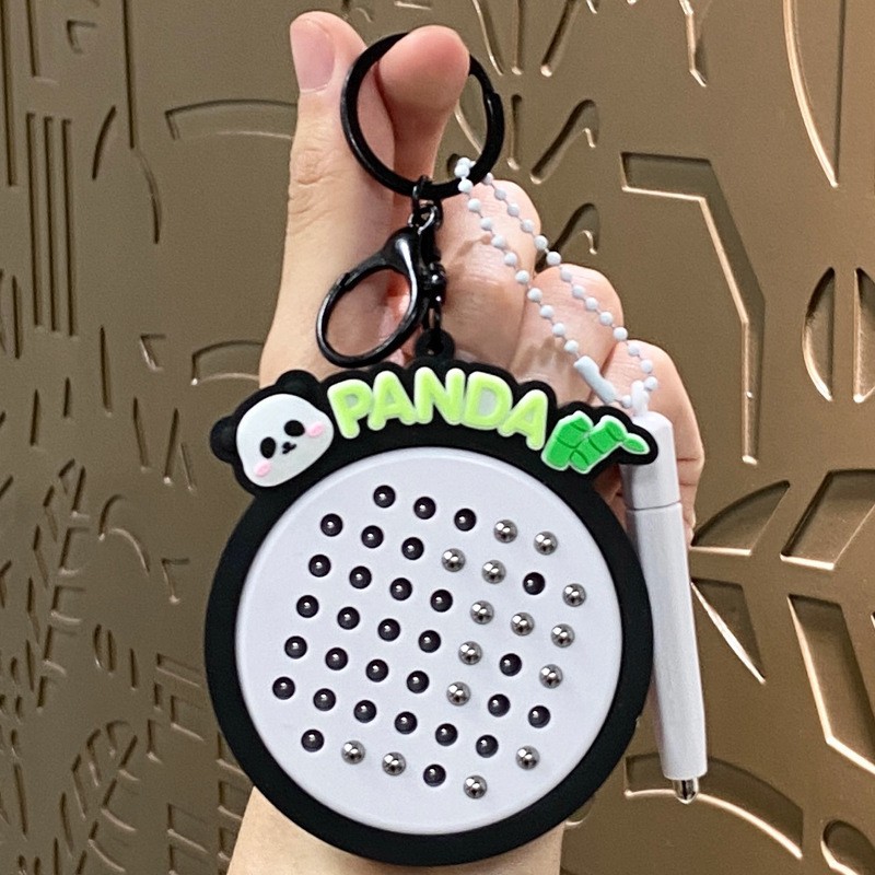 creative decompression magnetic steel ball drawing board keychain schoolbag pendant car key chain storage ornaments children's gifts details Picture