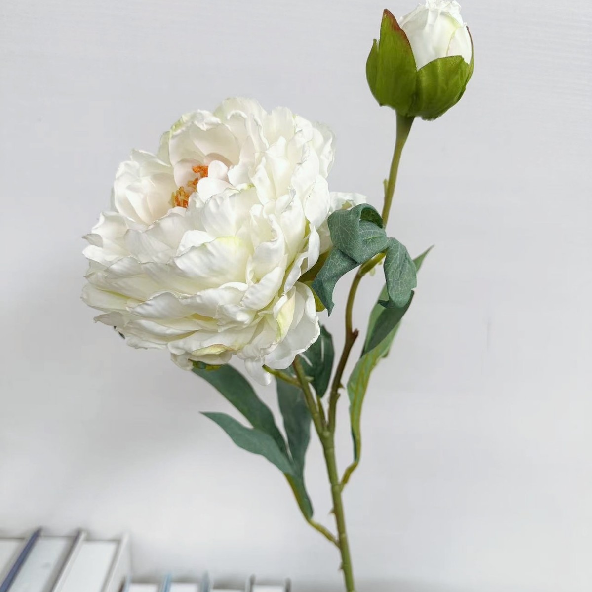 caramel edge peony artificial flower retro style photography home ornamental flower roasted edge peony silk flower wholesale oil painting peony flower Item Picture
