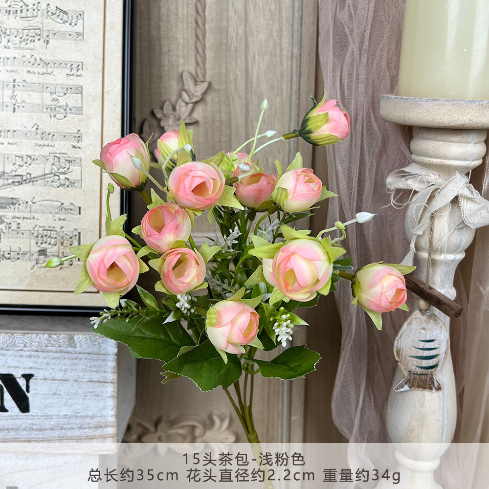 15 tea buds artificial flower bouquet handmade flowers wedding flower artificial silk flower wedding landscape arrangement Application Scenario