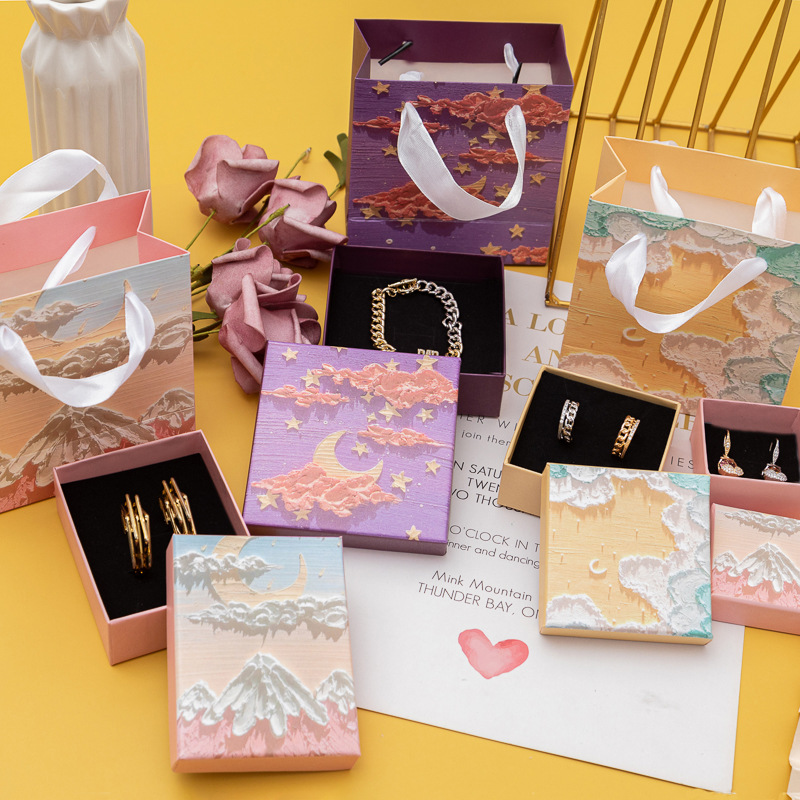 factory in stock jewelry box tiandigai ink ring necklace bracelet earrings jewelry box handbag full figure