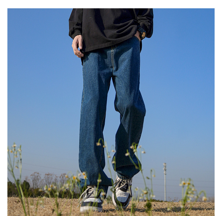 nasa retro washed jeans men's spring and autumn 2025 american high street loose wide-leg straight pants trousers Item Picture