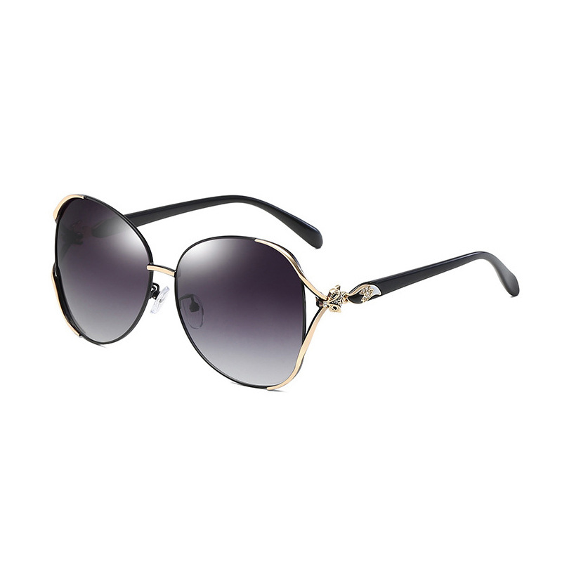 new polarized sunglasses women's european and american large frame fox head sunglasses women's high-grade metal diamond sun glasses details Picture