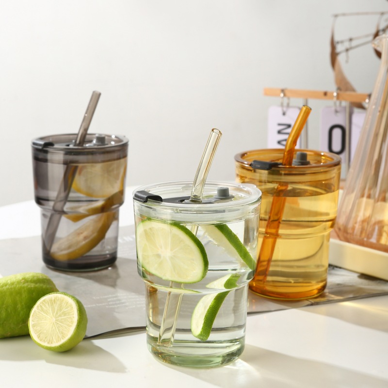 internet celebrity bamboo joint cup ins wind straw coffee cup store celebration drainage advertising gift glass water cup printed logo details Picture