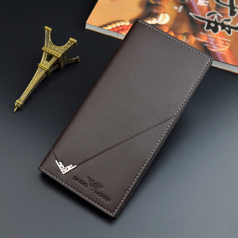 new men's wallet men's long type wallet vertical thin youth soft leather wallet multiple card slots large capacity fashion suit bag full figure