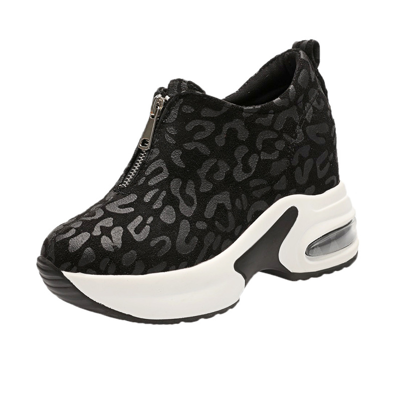 women's single-layer shoes leopard print cross-border women's shoes autumn and winter wedge velcro casual shoes korean style sexy students slimming sneakers Item Picture