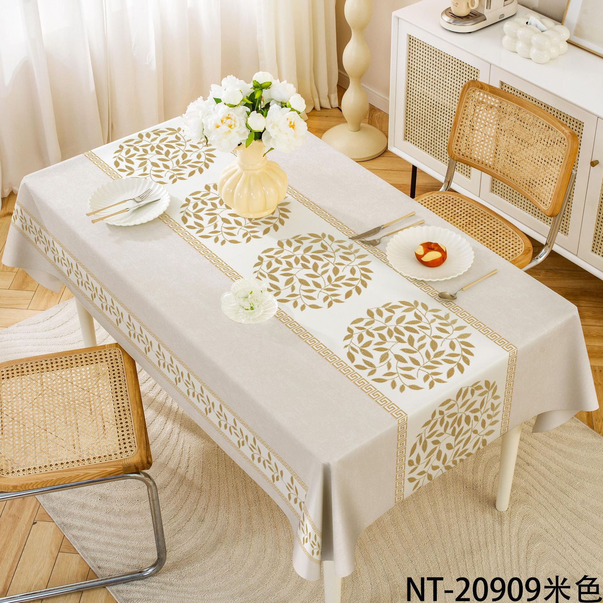 cross-border pastoral style disposable pvc tablecloth ins waterproof and oil-proof new chinese style anti-scald rectangular tablecloth wholesale Item Picture