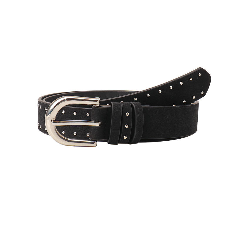 new suede belt women's cross-border beads western style women's belt trendy unique hot sale simple pin buckle belt belt Item Picture