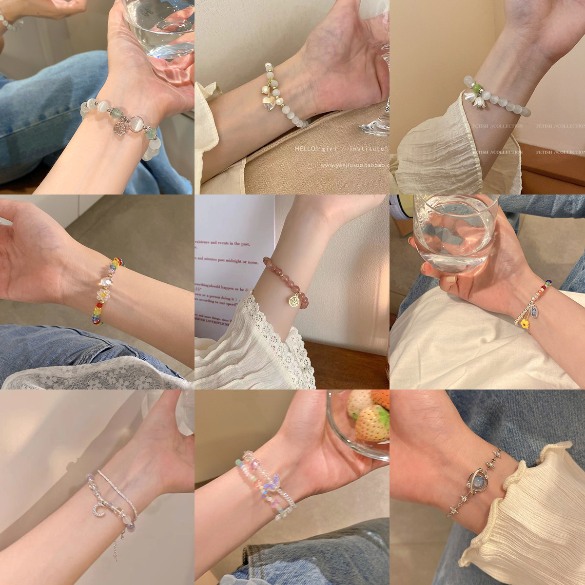 ins trendy crystal bracelet women's design minority all-match temperament bracelet internet influencer pearl bracelet hand jewelry wholesale full figure