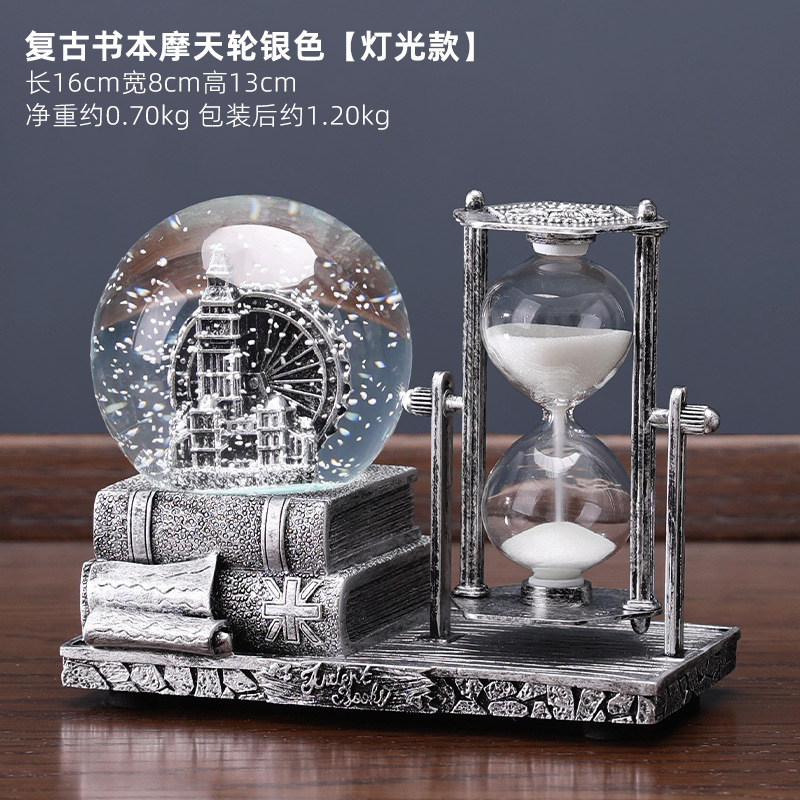 retro sand clock timer crystal ball music box table decorative ornaments birthday gift for girls practical home Application Scenario