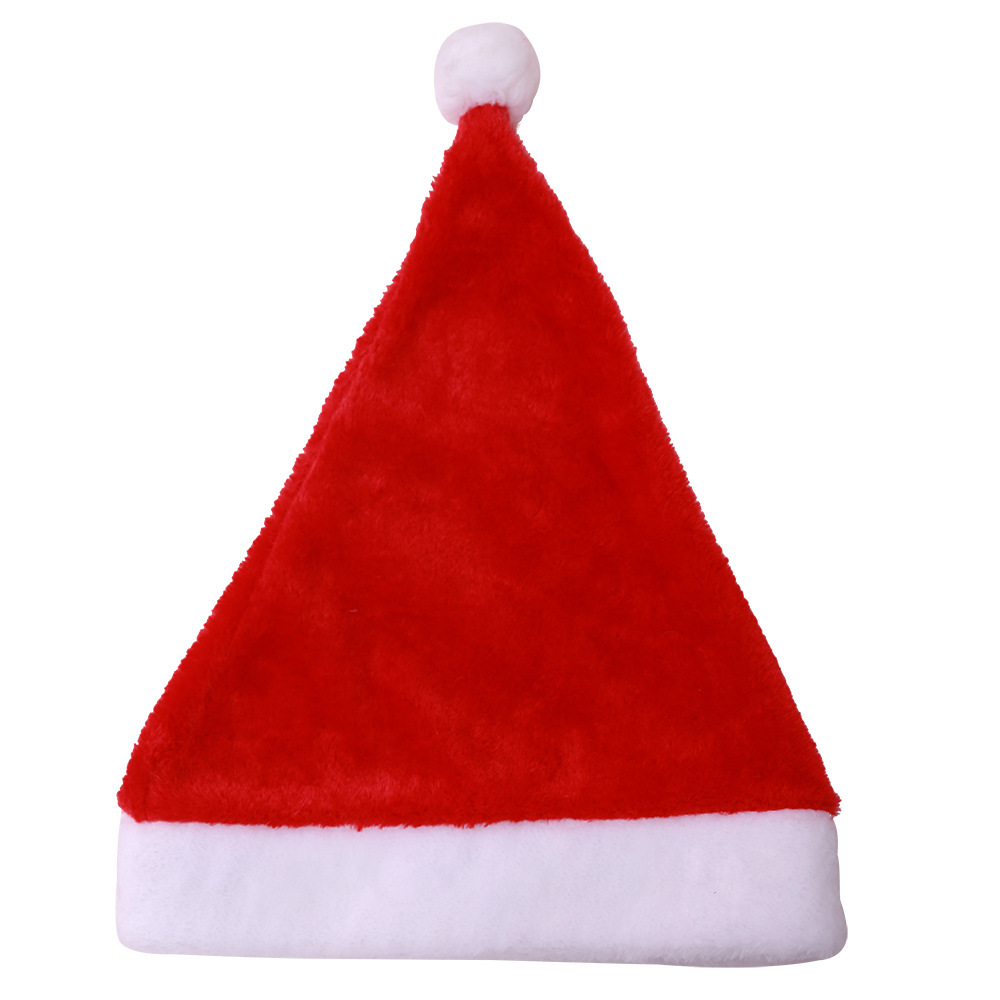 christmas decoration supplies high-end christmas short plush hat christmas product adult christmas hat party dress up Item Picture