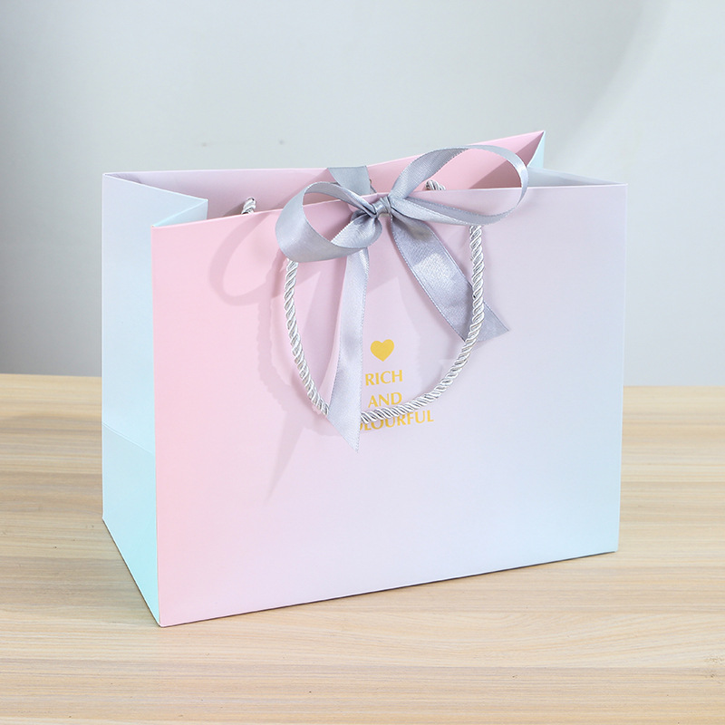 new ins style packaging bag gradient gift bag clothing store handbag paper bag printed logo gift bag full figure