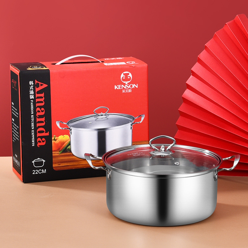 stainless steel pot soup pot milk pot three-piece pot set practical gift set promotion opening festival event gift Specification drawing