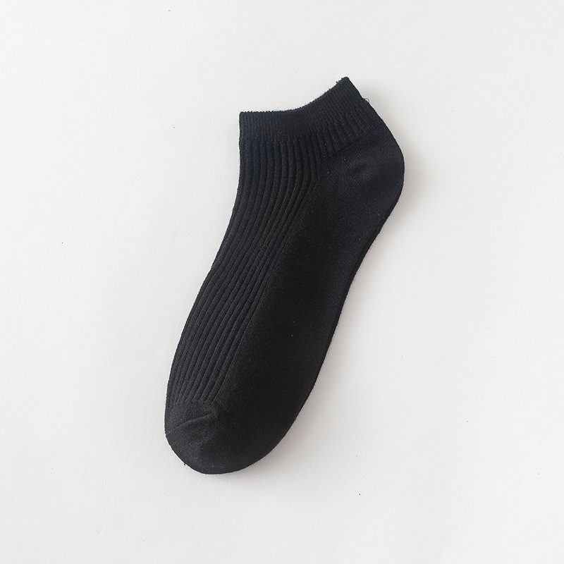 men's boat socks free shipping breathable double needle socks men's simple solid color socks strip sweat-absorbing cotton socks simple socks details Picture