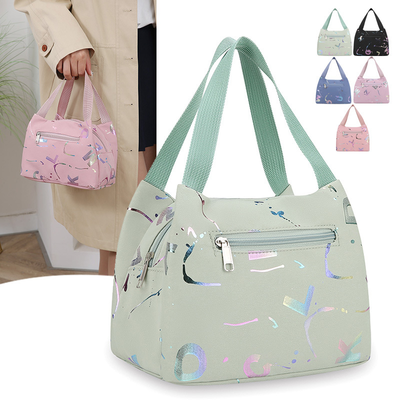 fashionable printed women's handbag large capacity storage lunch bag for work and commuting portable small mummy bag Specification drawing