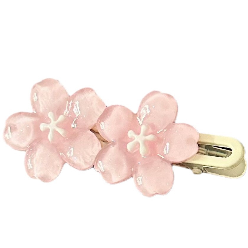 romantic pink cherry blossom barrettes good-looking sweet high sense girl bangs side hairpin accessories hair accessories wholesale Item Picture