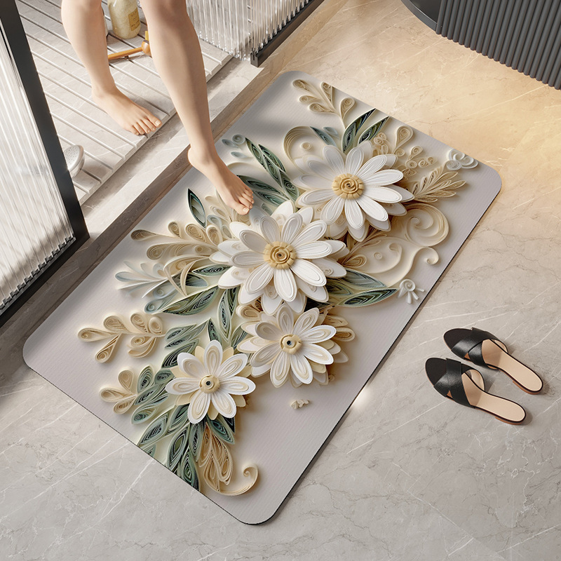 3d bathroom absorbent floor mat soft diatom ooze bathroom entrance carpet home non-slip quick-drying foot mat Item Picture