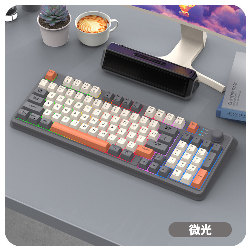 xuan silver fox k94 wireless bluetooth dual-mode keyboard combination of three color knob rechargeable wireless keyboard computer notebook Application Scenario