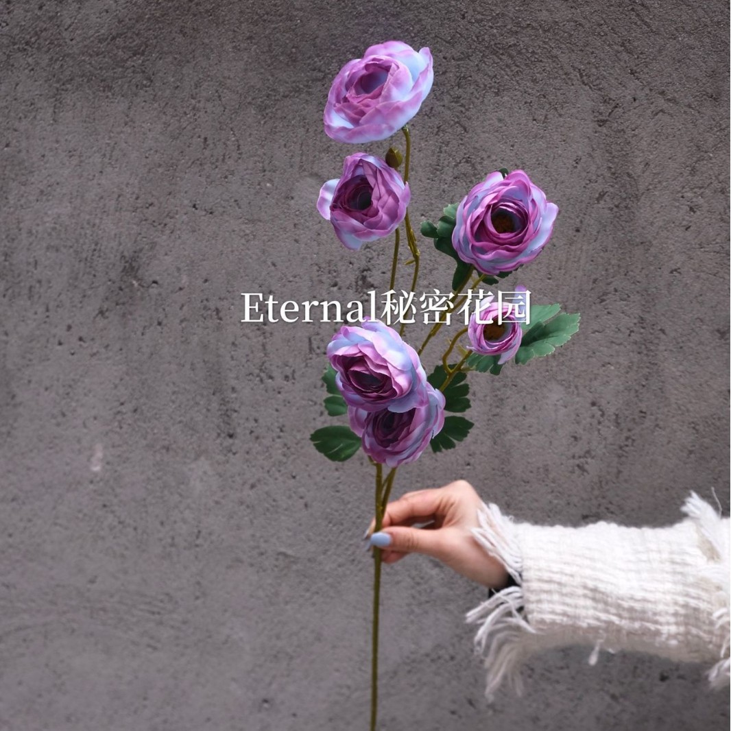 artificial flower purple light purple light purple rose hydrangea wedding home wedding hall raw silk flower wholesale fake flower manufacturer Specification drawing