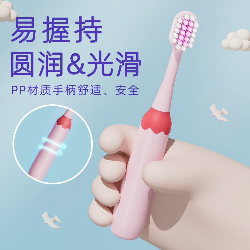 calf adventures children's toothbrush 3-6-9 years old round handle single square hole fine soft fur baby toothbrush Specification drawing