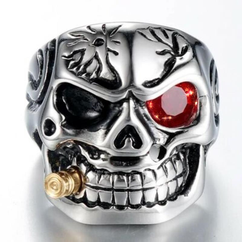 new hot european and american domineering diamond skull ring personality punk men's halloween ornaments details Picture
