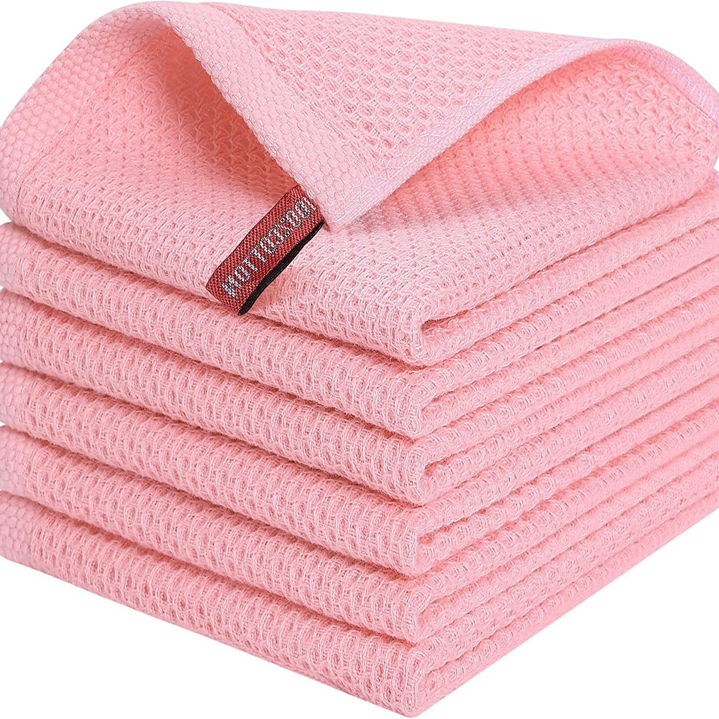amazon hot selling pure cotton honeycomb kitchen towelette set easy cleaning tape hook waffle square towel wholesale Application Scenario