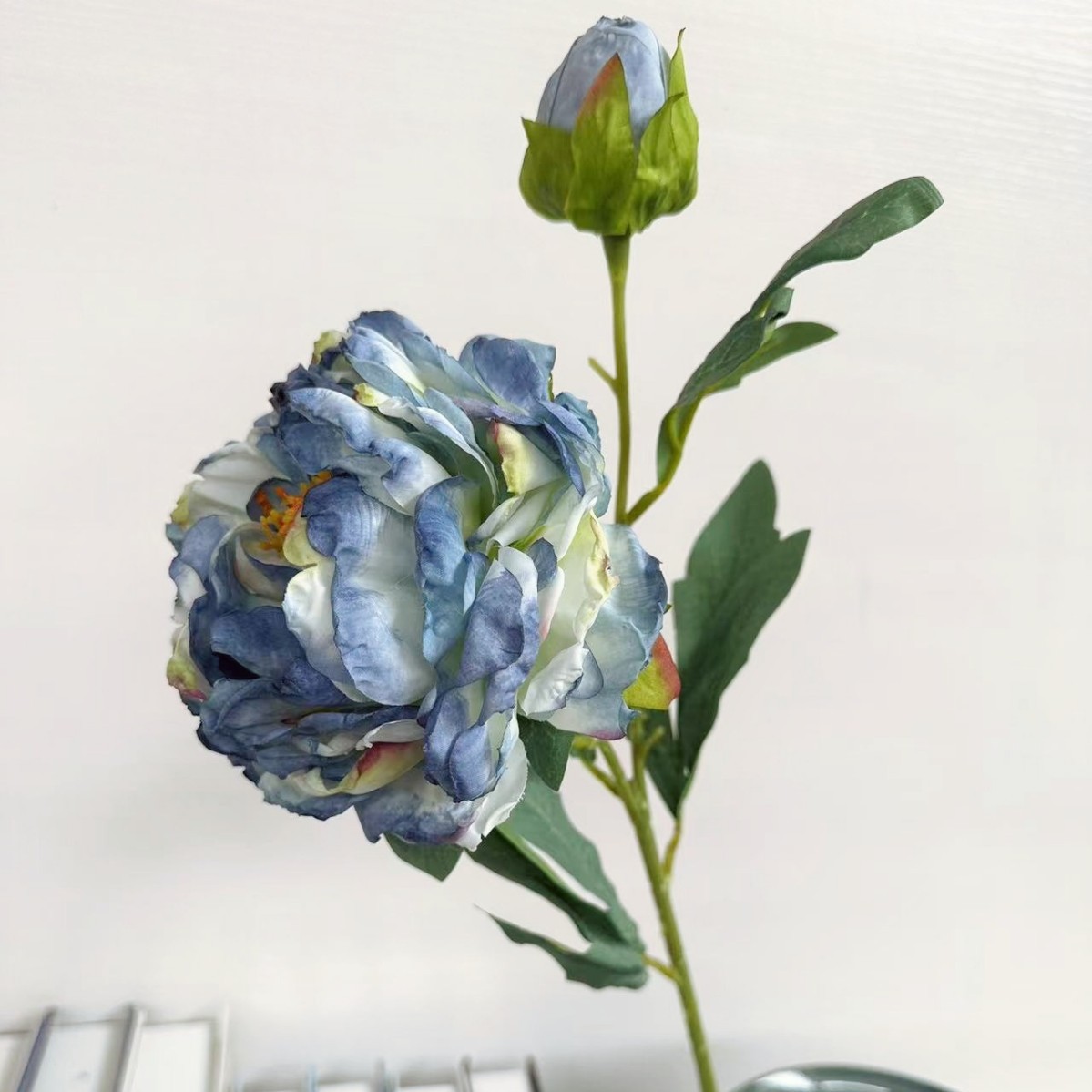 caramel edge peony artificial flower retro style photography home ornamental flower roasted edge peony silk flower wholesale oil painting peony flower full figure