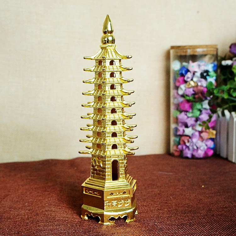 special discount new metal crafts wenchang tower model ornaments electroplating fine workmanship wenchang tower home decorations details Picture