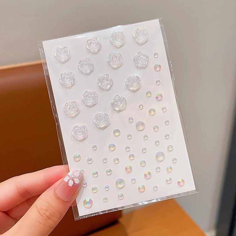 children's stage performance sticker face ornament pearl shell butterfly stick-on crystals face makeup decoration self-adhesive glue-free water sticker Item Picture