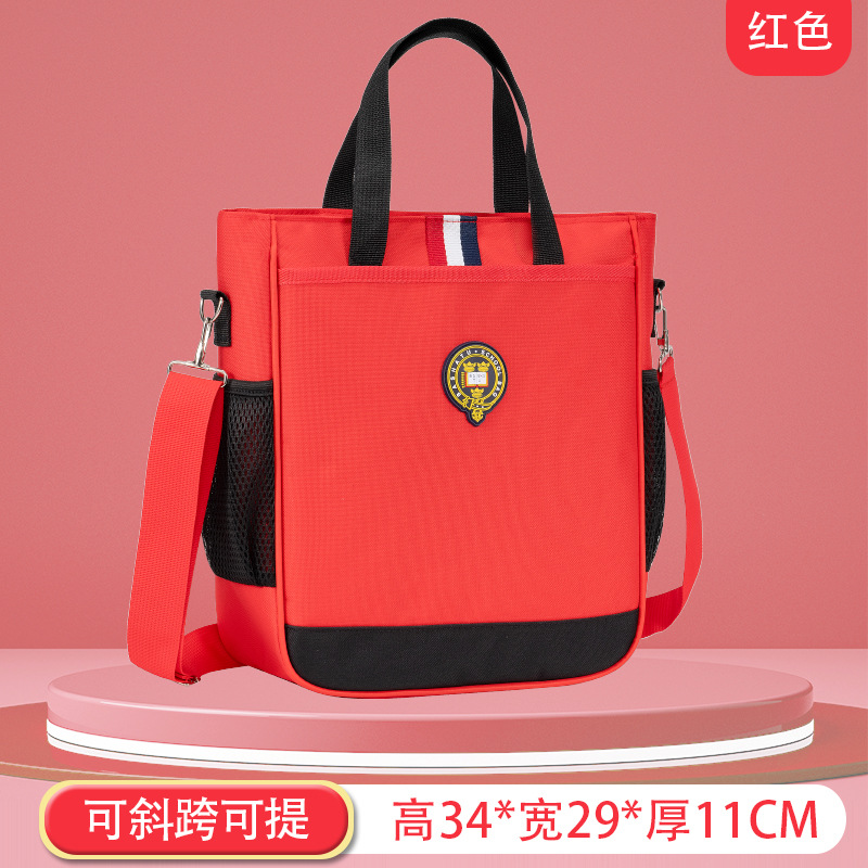 new british style large capacity student tote bag portable bag schoolbag tuition bag portable crossbody printing tuition bag details Picture