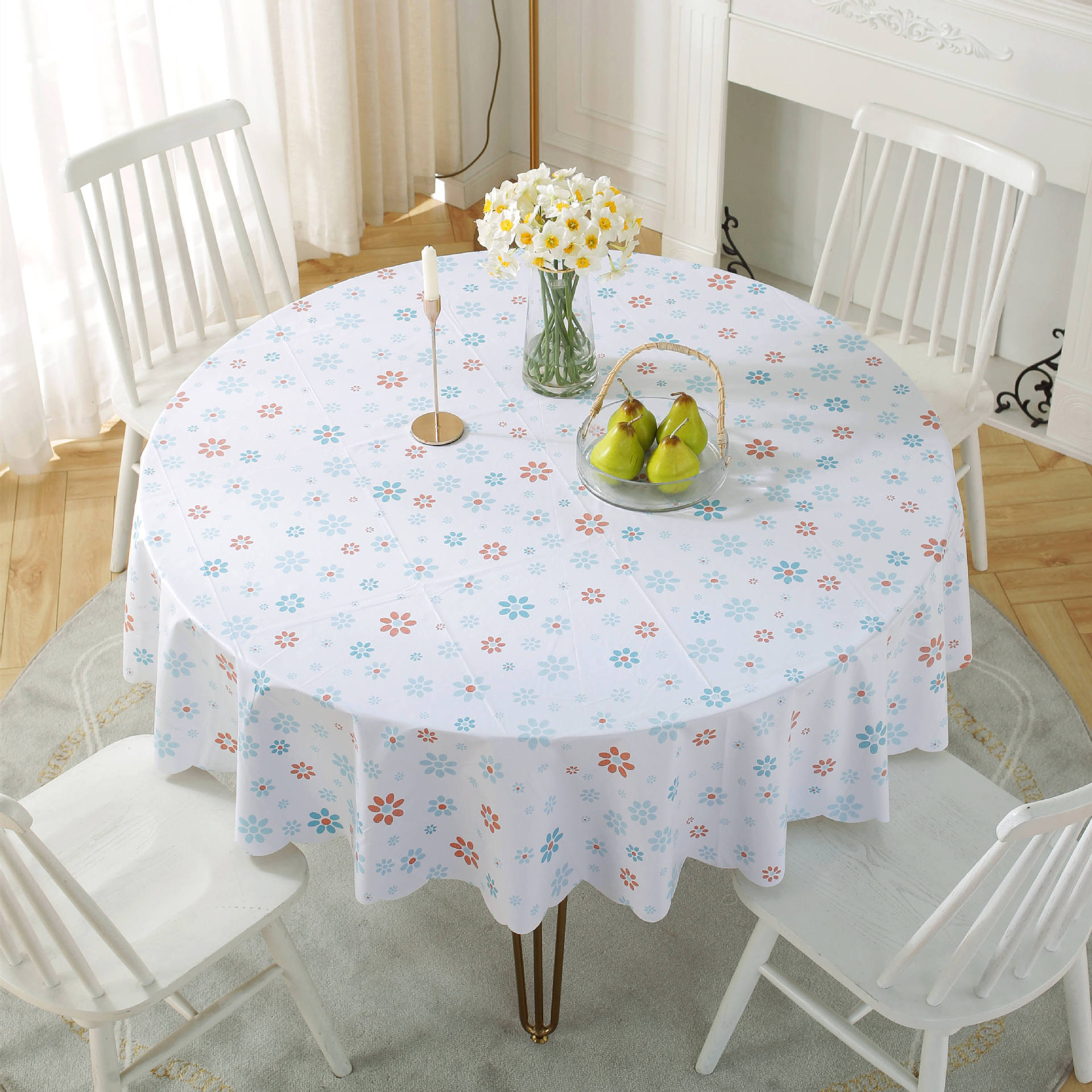 factory direct sales diameter 250cm large round tablecloth round tablecloth golden of european style pvc round tablecloth tablecloth waterproof oil-proof tablecloth Specification drawing