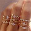 europe and america cross border new light luxury flower rhinestone-embedded gemstone ring fashion special-interest love9-piece ring set details Picture