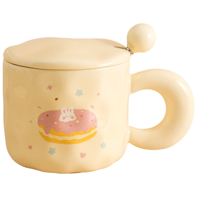 milk fufu cute ceramic cup girls good-looking mug with cover spoon dormitory couple office coffee cup Item Picture