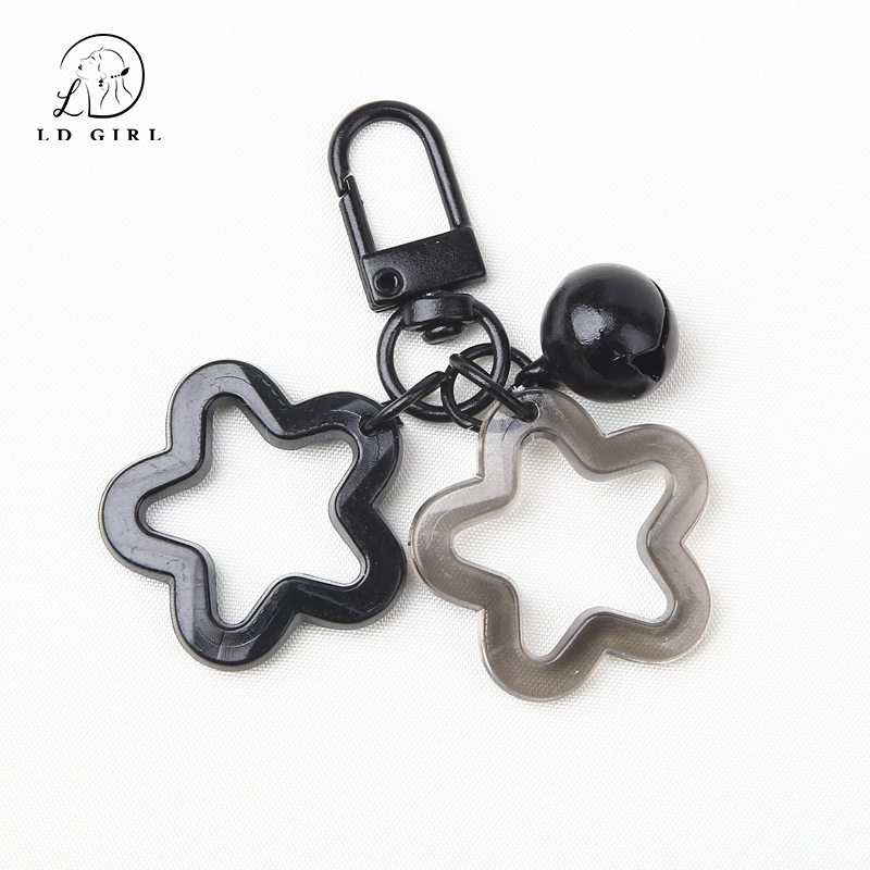 colorful acrylic five-pointed star bell key buckle pendant accessories diy backpack lock ornaments key ring car hanging Item Picture