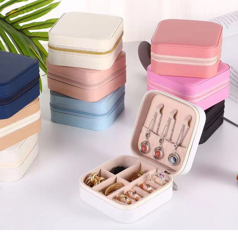 pu jewelry storage box manufacturer ear stud necklace decorative wrapper storage box household ring portable storage jewelry box full figure